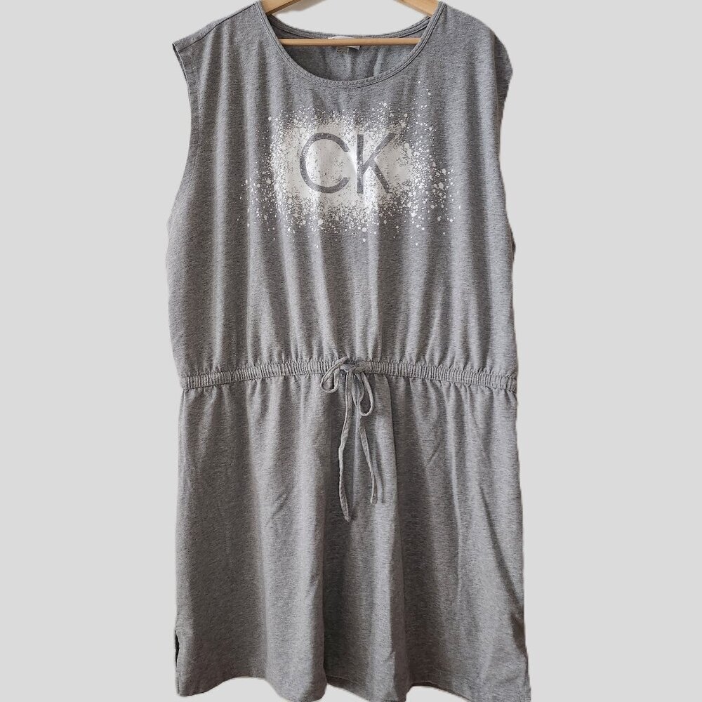Calvin Klein Sleeveless Scoop-Neck Dress - Light grey 3X
